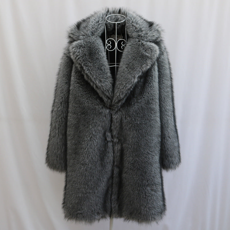 Men's Fur Imitation Fox Fur Long-cut Coat