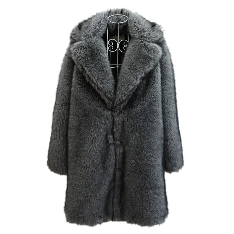 Men's Fur Imitation Fox Fur Long-cut Coat