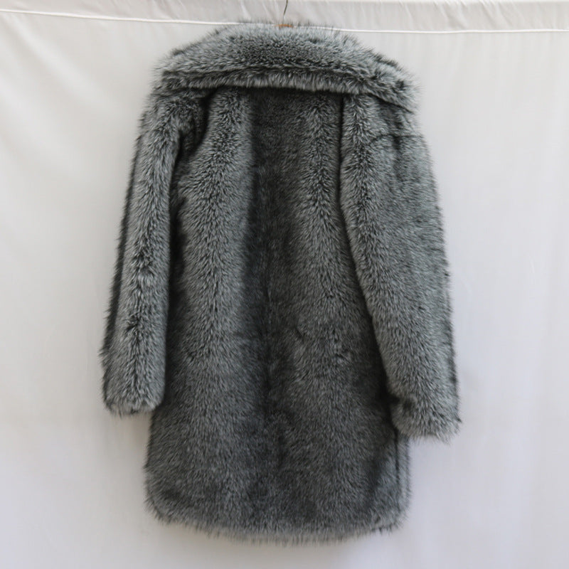 Men's Fur Imitation Fox Fur Long-cut Coat